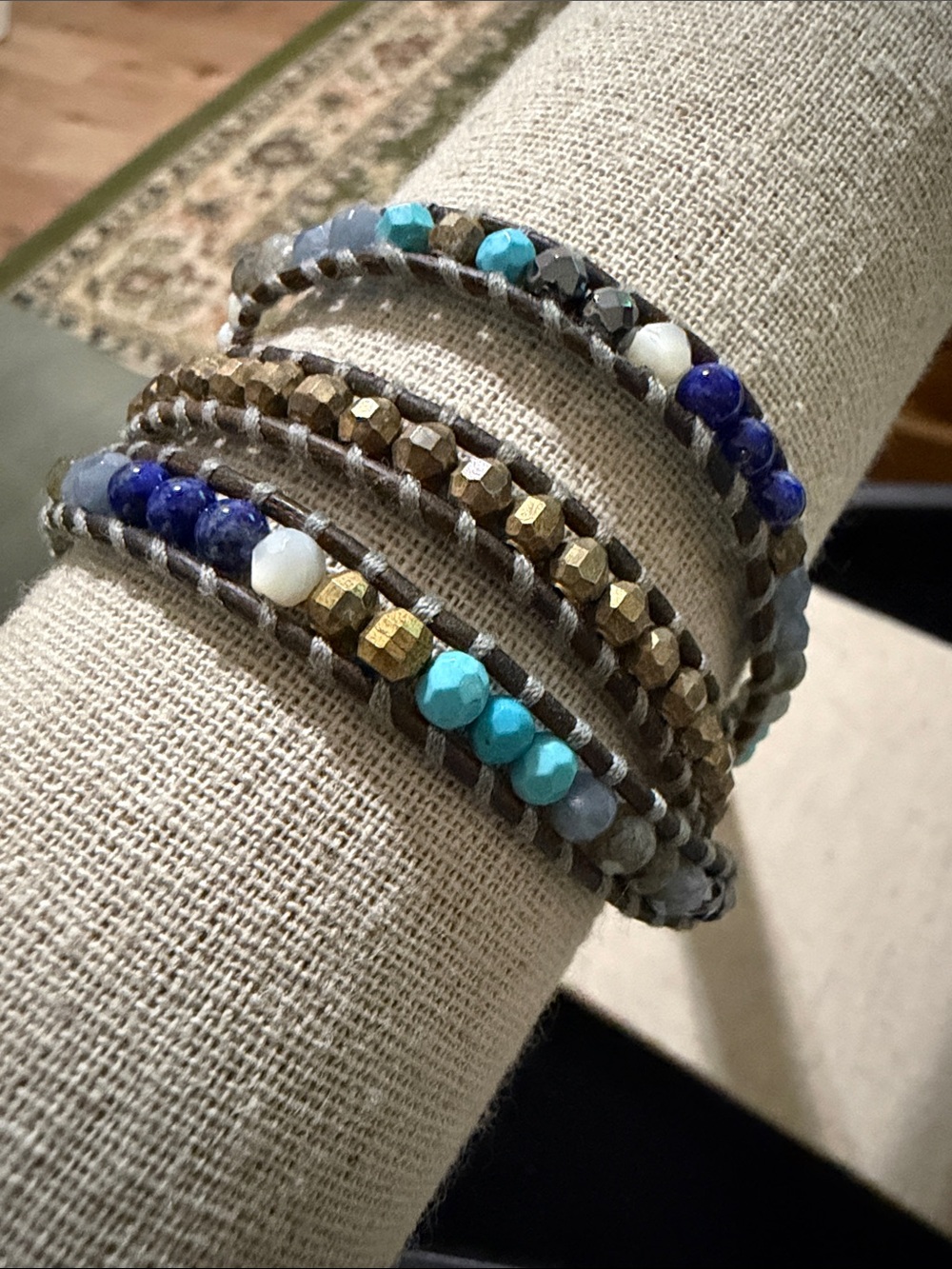 Chan Luu Multicolor Beaded Wrap Bracelet - Turquoise, Blue & Gold, NWT